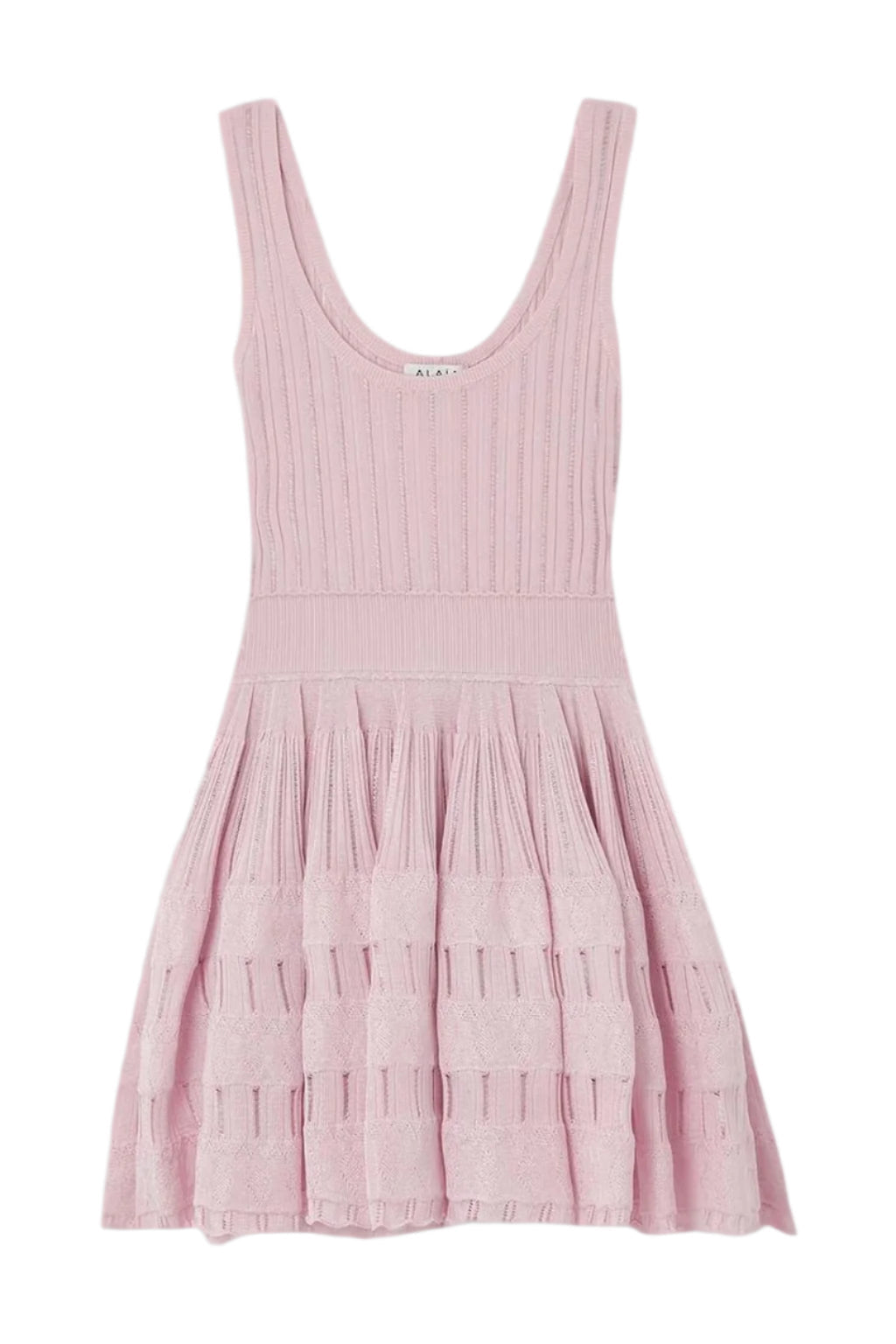 Ribbed Pointelle Knit Mini Dress in Pink Avalabel