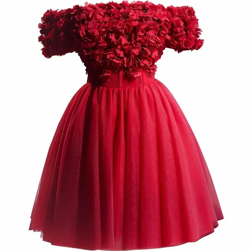 caroline Red 3d Appliques mini Prom Dress Avalabel
