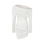 White lace strapless spliced knitted mini dress Avalabel