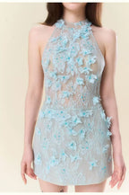 Floral Lace Mini Dress In blue Avalabel
