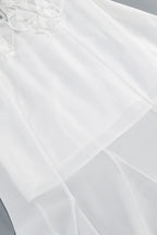 Charlotte Pleat Ruffle Maxi Dress in White Avalabel