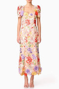 trista multicolor Square Neck backless Mesh Embroidered Fishtail maxi Dress Avalabel