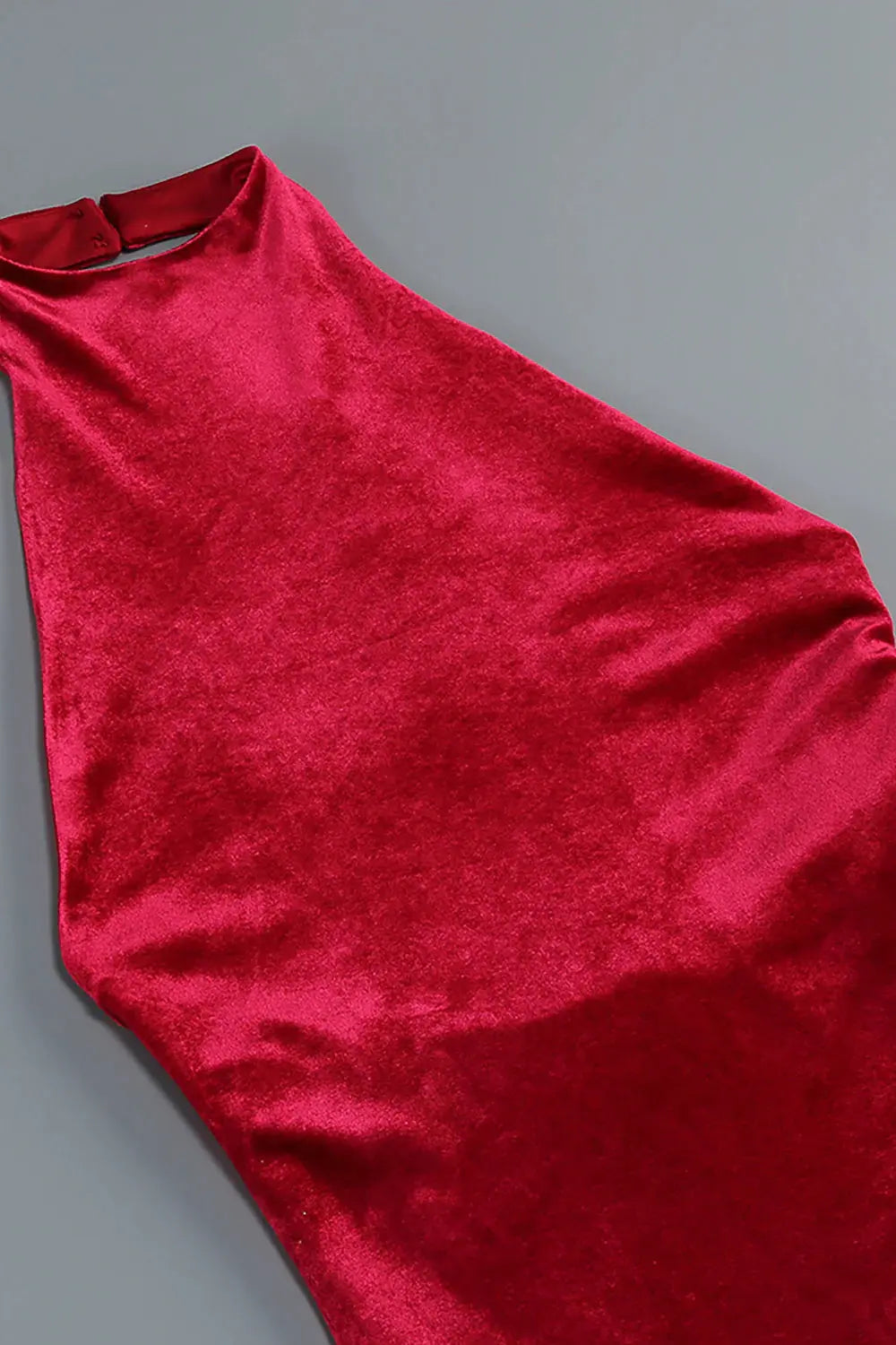 michaelia halterneck Fringe Velvet Dress in Burgundy Avalabel