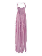 LACE IRREGULAR MAXI DRESS IN PURPLE Avalabel
