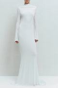 gloria DRAPED BACKLESS JERSEY MAXI DRESS in white Avalabel