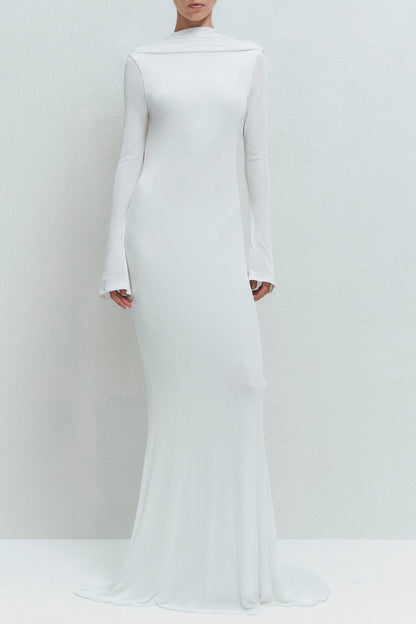 gloria DRAPED BACKLESS JERSEY MAXI DRESS in white
