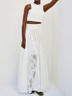 Eyelet Lace Top and Maxi Skirt Set Avalabel