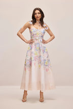 Emily Floral Printed Strap Corset Maxi Dress Avalabel