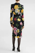 bernice rose print shirt midi dress in black Avalabel