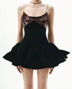evangeline sequin embellished mini dress in black Avalabel