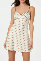Satin Polka Dot Mini Dress in Ivory Avalabel