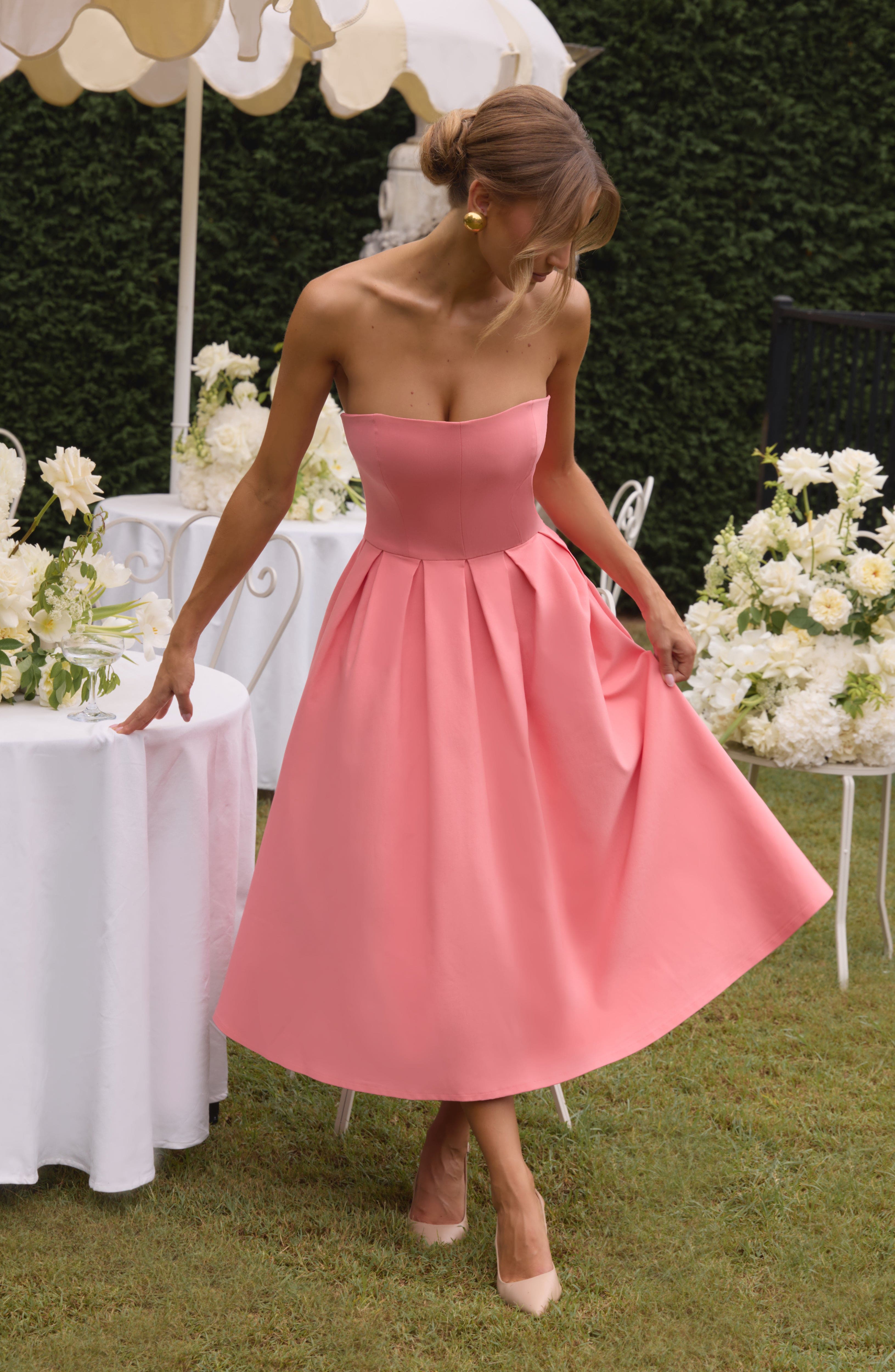 Edith Midi Dress - Coral Pink Avalabel
