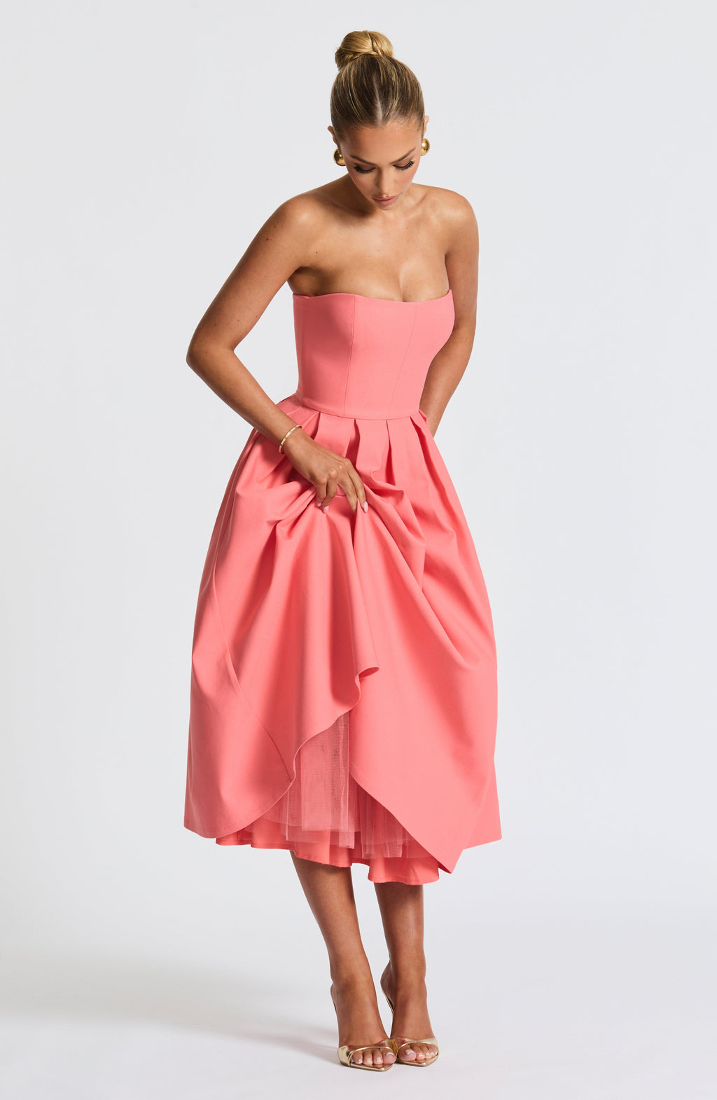 Edith Midi Dress - Coral Pink Avalabel