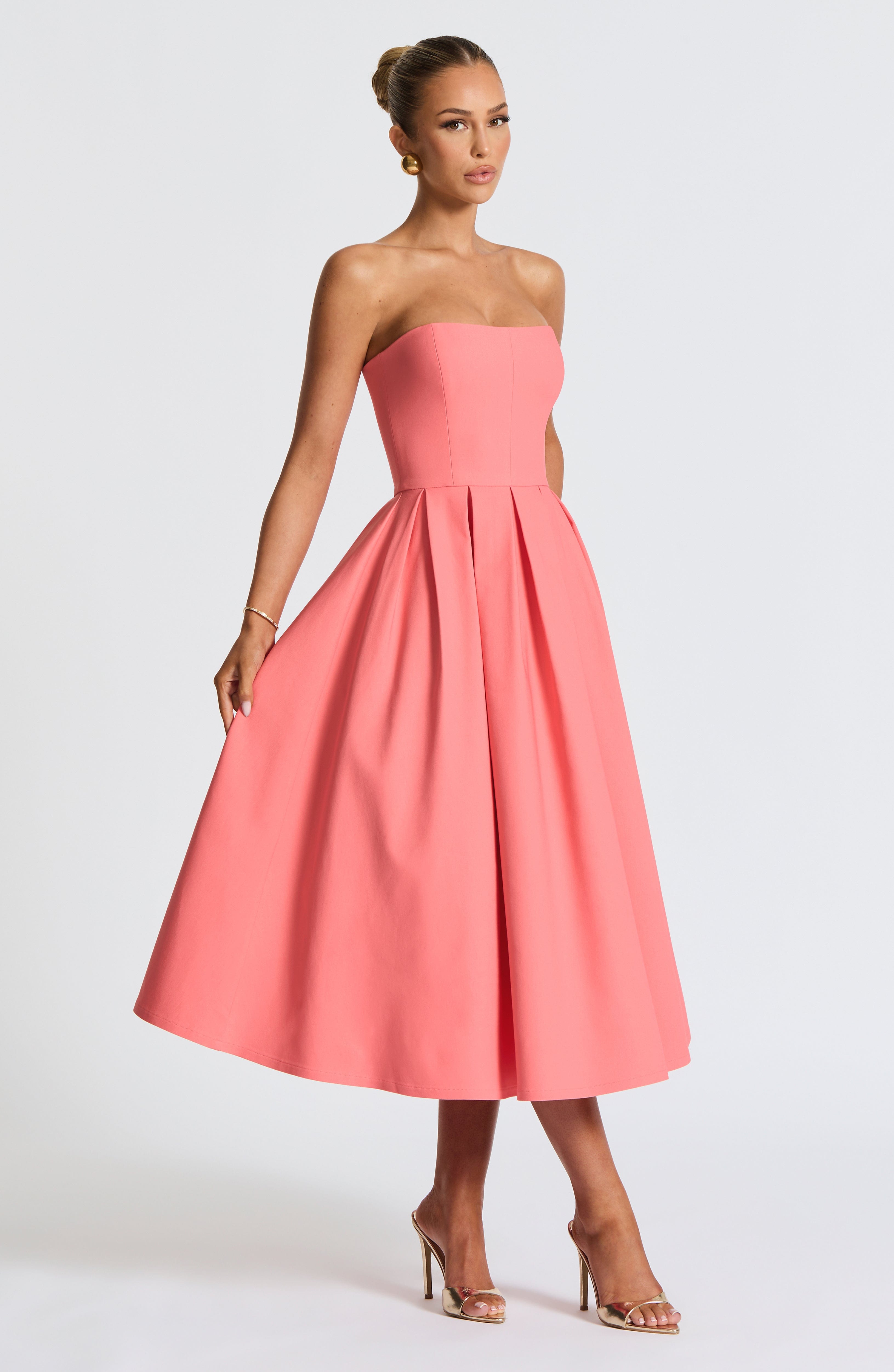 Edith Midi Dress - Coral Pink Avalabel