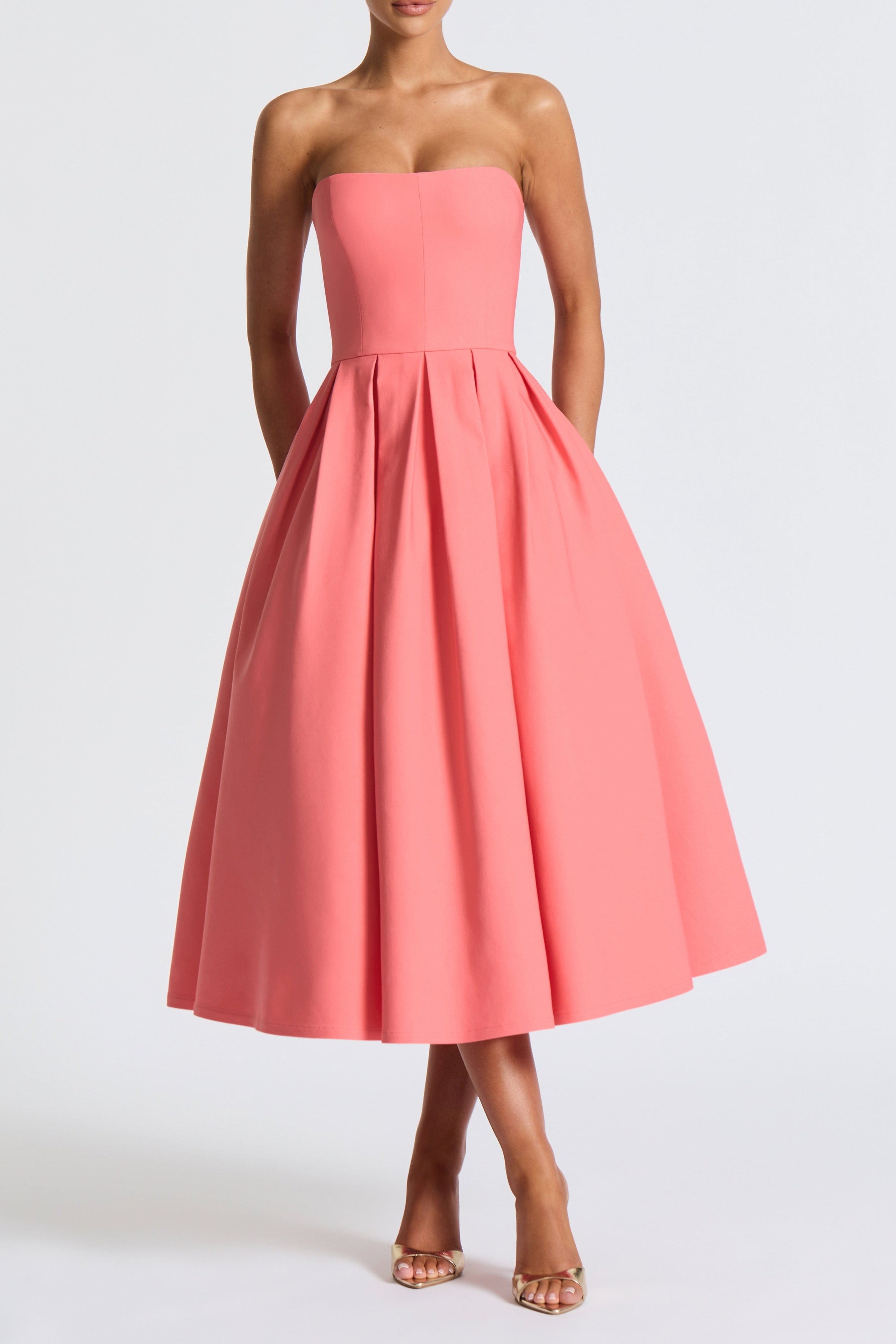 Edith Midi Dress - Coral Pink Avalabel