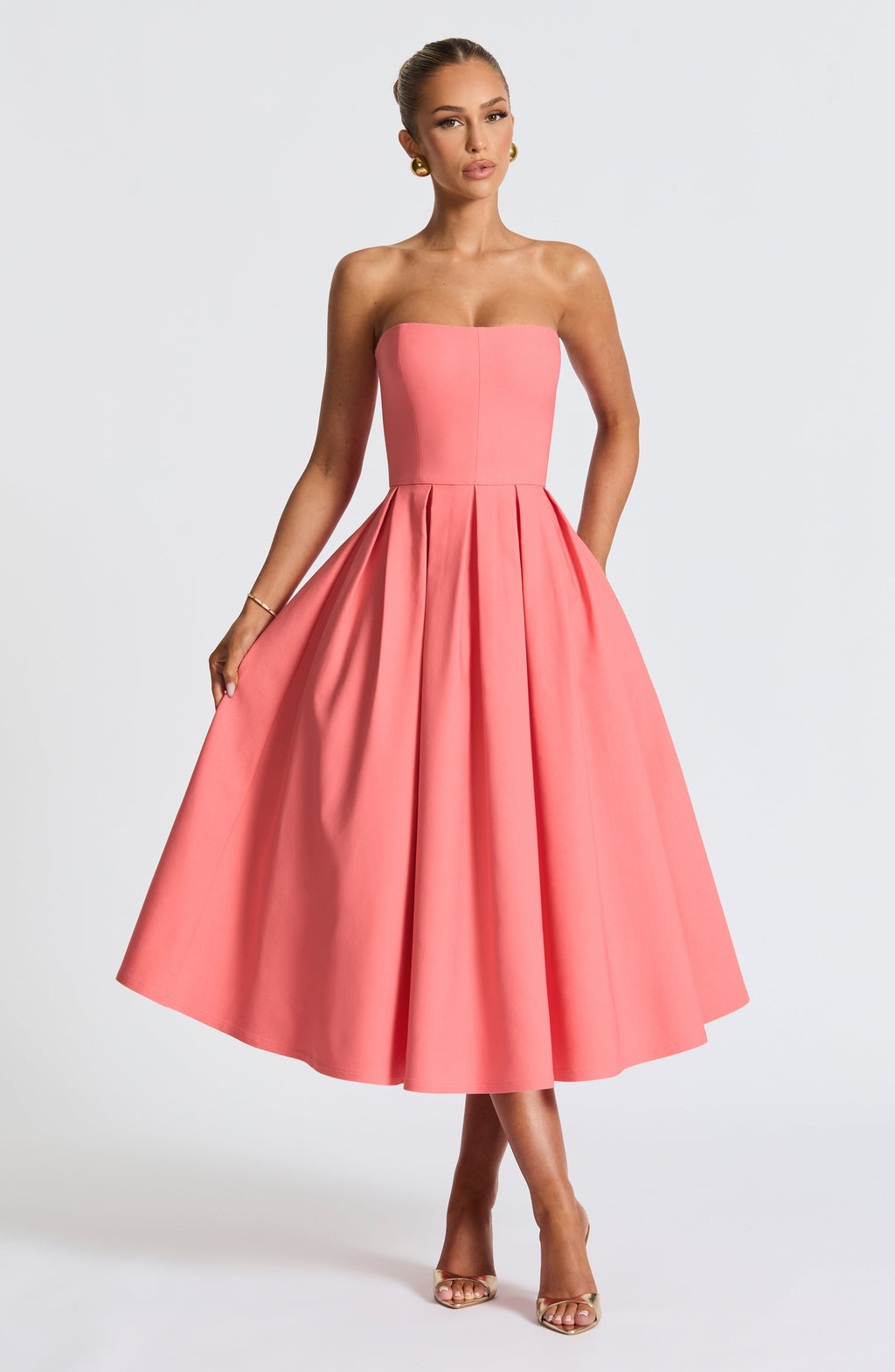 Edith Midi Dress - Coral Pink Avalabel