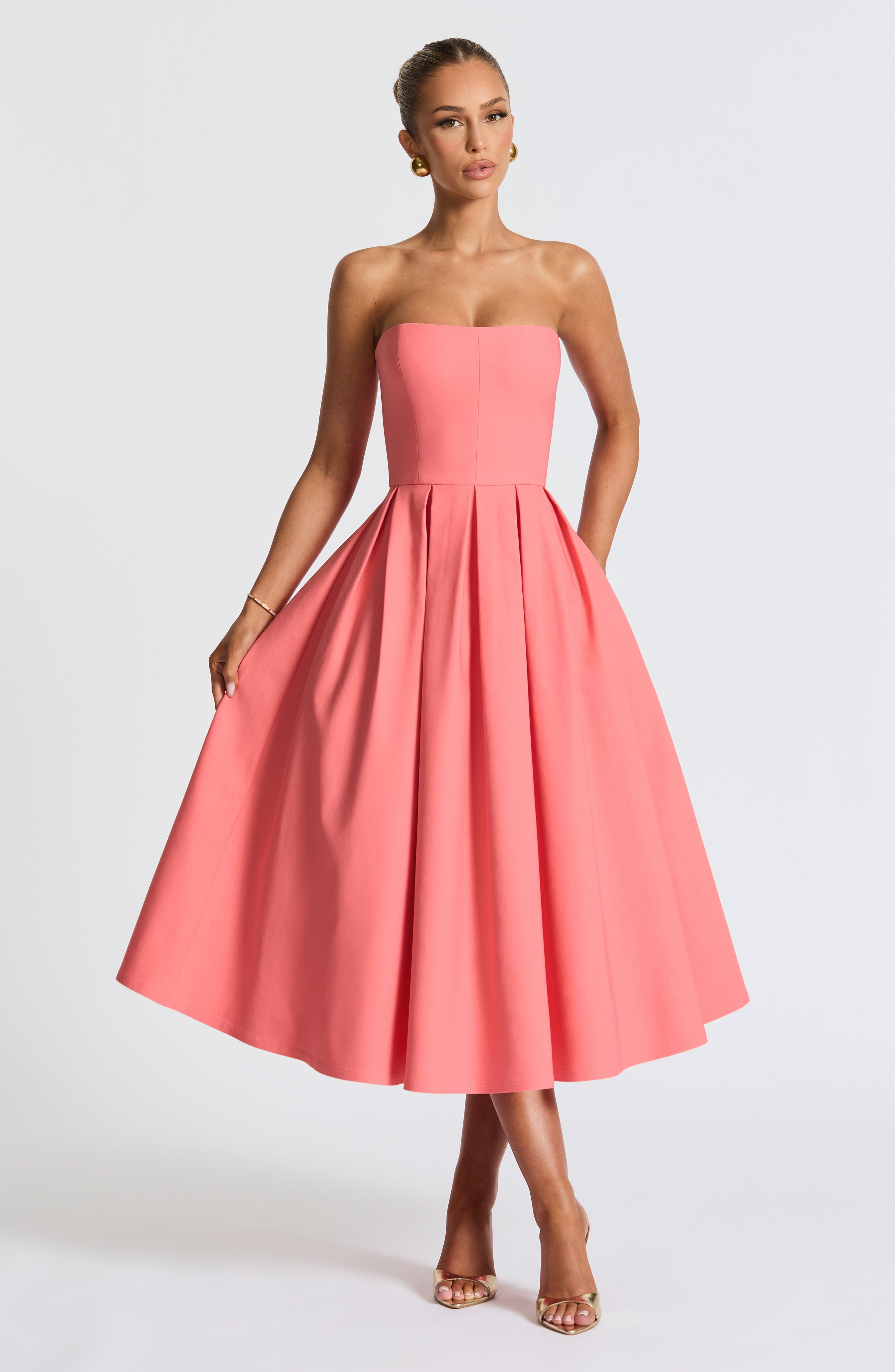 Edith Midi Dress - Coral Pink Avalabel