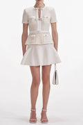 vicky Cream Sequin Knit mini skirt Avalabel