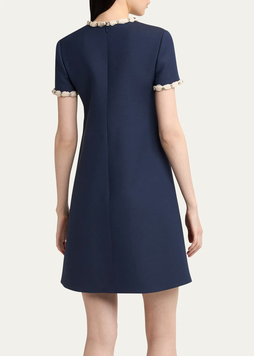 jocelyn rhinestone Embroidered Crepe mini Dress in navy blue Avalabel