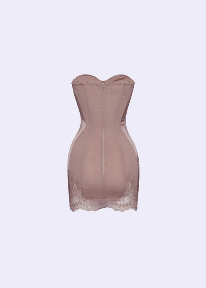 sherry Nude Cord Lace Bustier Mini dress