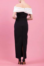 teresa beading rhinestone strapless midi dress in black Avalabel