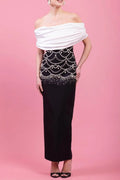 teresa beading rhinestone strapless midi dress in black Avalabel