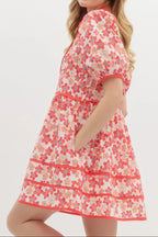 Floral Print Collared Mini Dress Avalabel