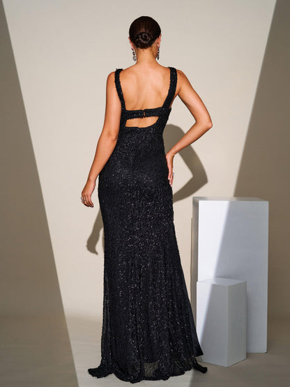 Elegant Sleeveless High Split Prom Dress