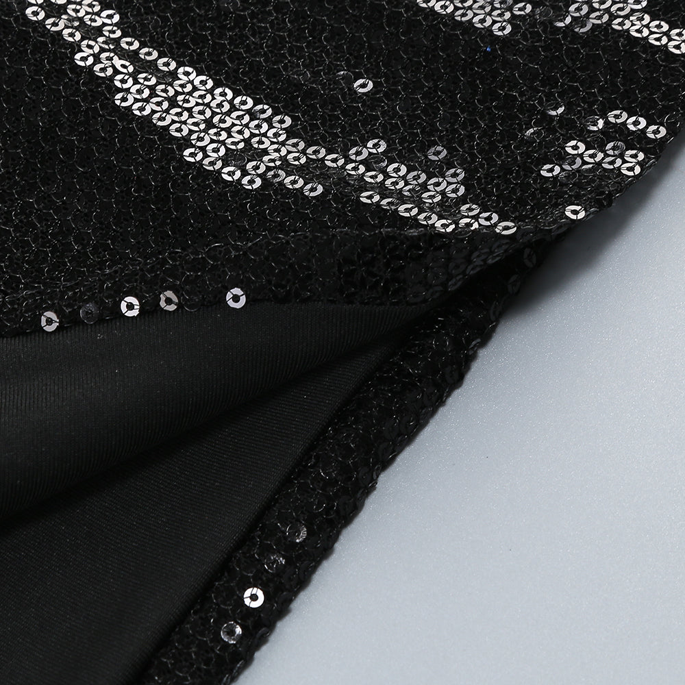 Vivien off-Shoulder Sequin Prom Maxi Dress in Black Avalabel