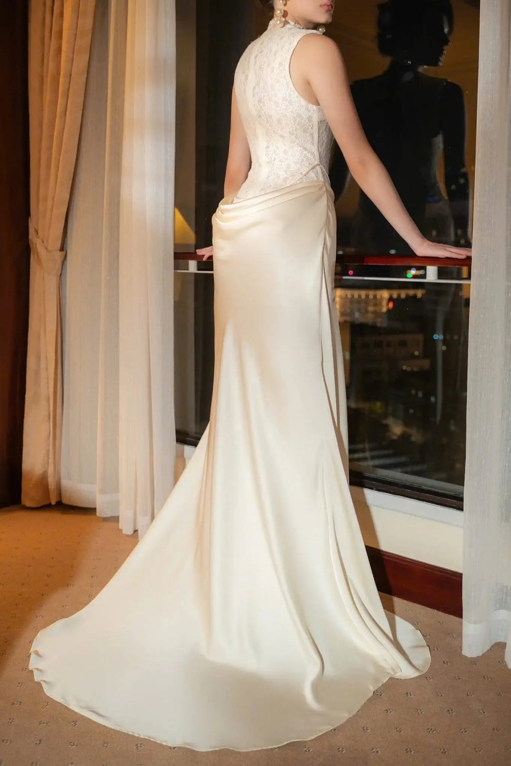 giselle flower embellished sleeveless lace maxi dress  in white Avalabel