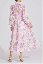 simona Floral print lantern sleeve Maxi Dress in purple Avalabel