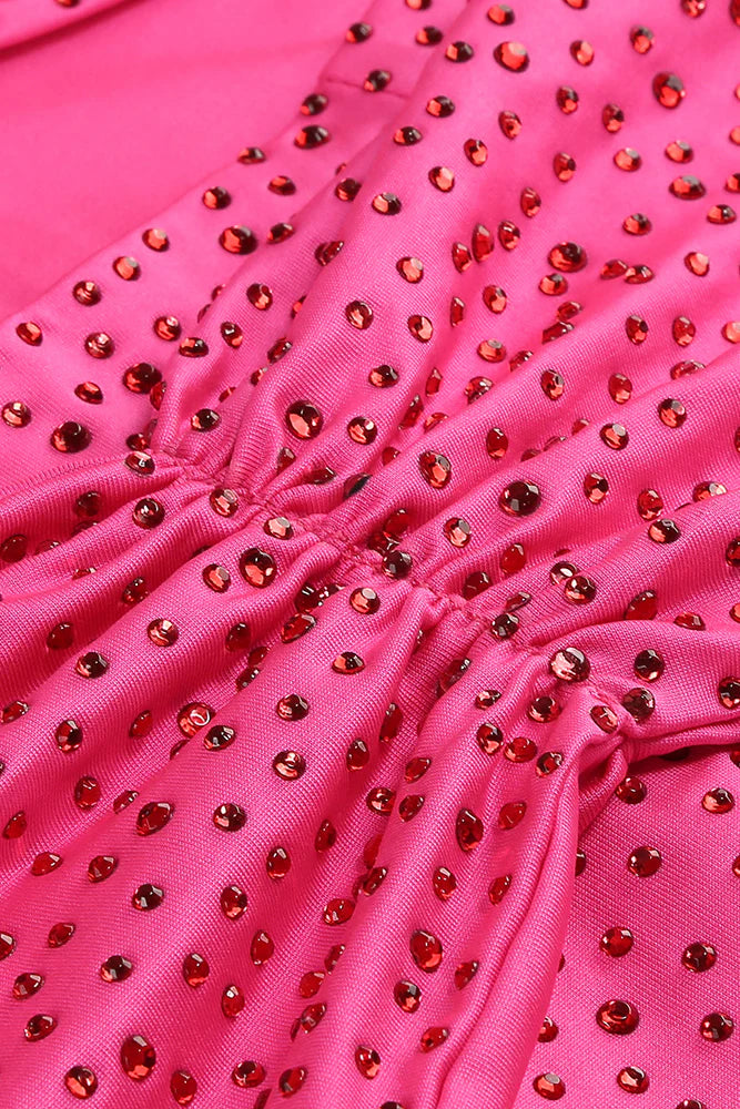 Claire Crystal Embellished Cutout Maxi Dress in Rose Red Avalabel