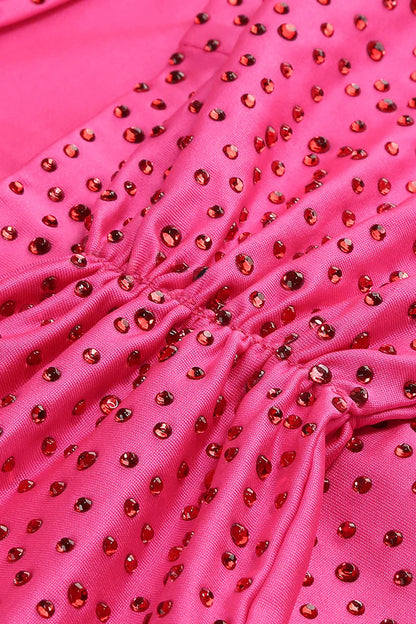 Claire Crystal Embellished Cutout Maxi Dress in Rose Red