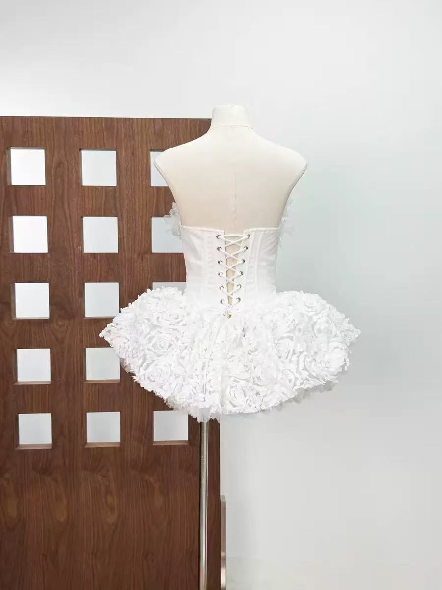 Strapless Petal Floral Corset A Line Dress Avalabel
