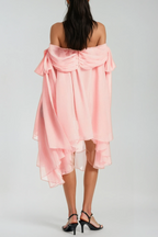 Pink Off Shoulder Mini Dress & Shorts Set Avalabel
