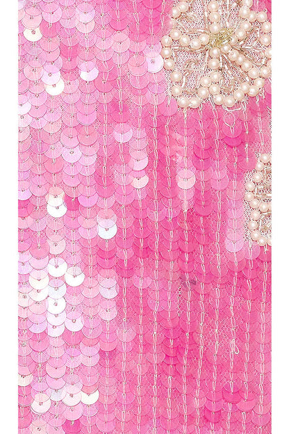 priscilla sequin floral mini dress in pink