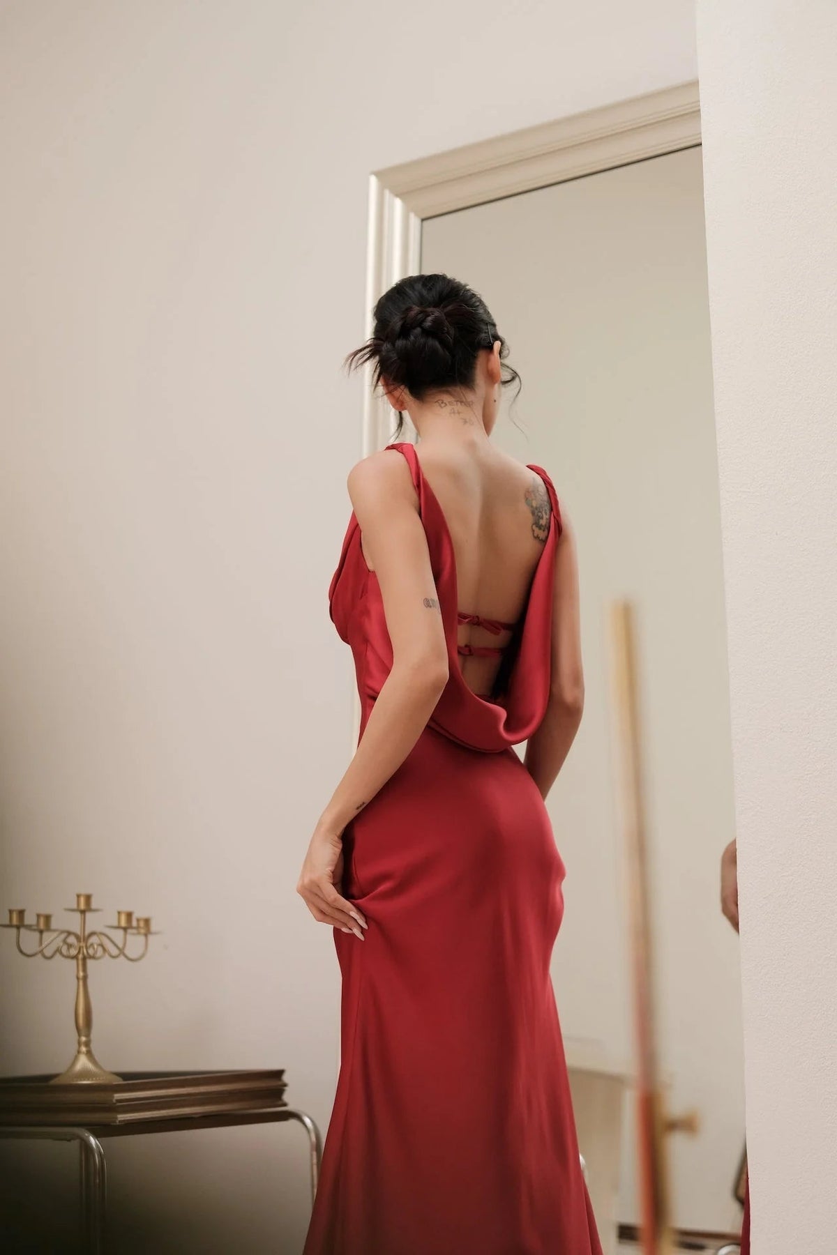 gwendolyn corset bodycon mermaid maxi dress in red Avalabel