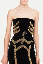 yuri Skeleton tassel embellished Bustier mini Dress in black Avalabel