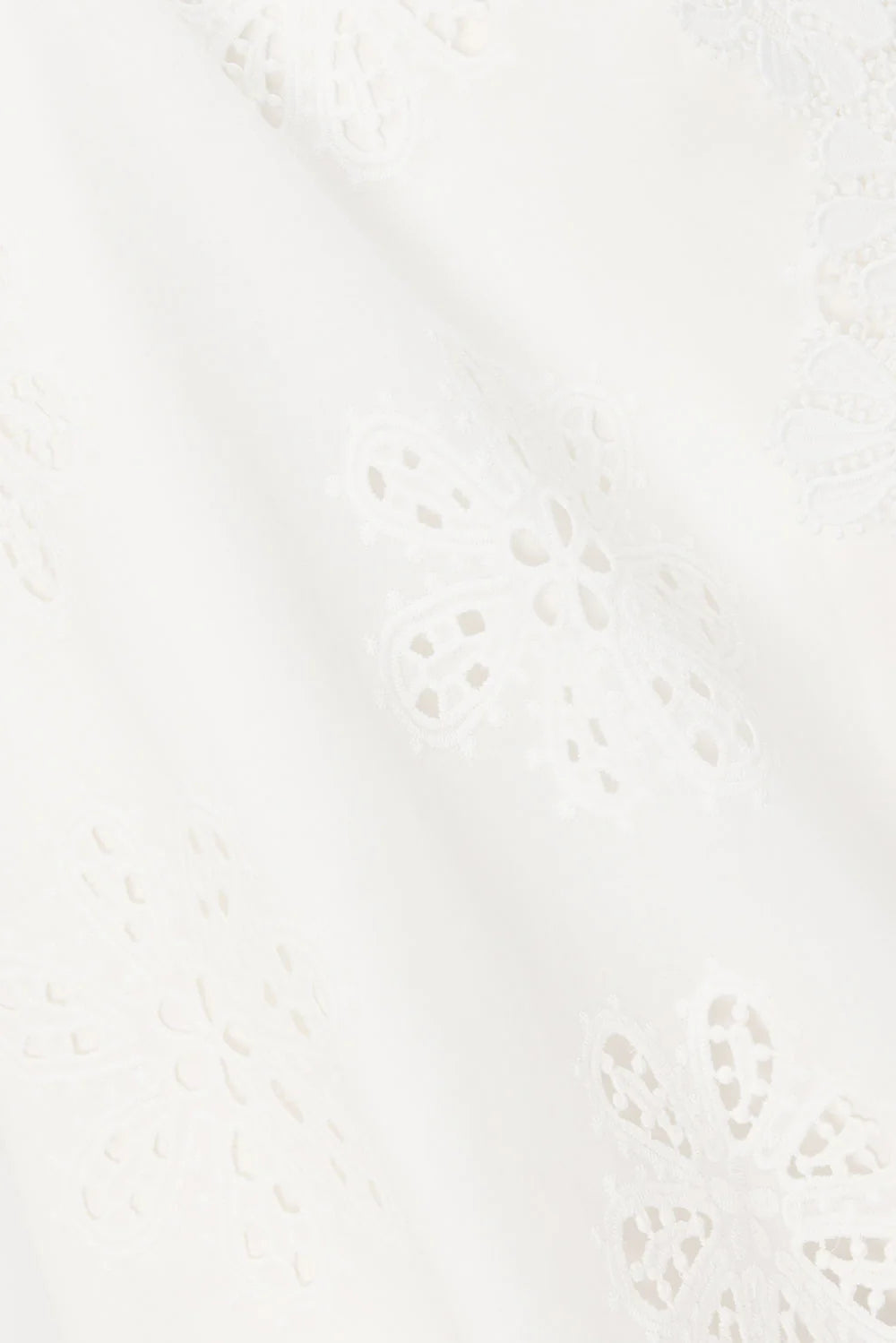 Lace Trim Embroidery Hollow Midi Dress in White Avalabel