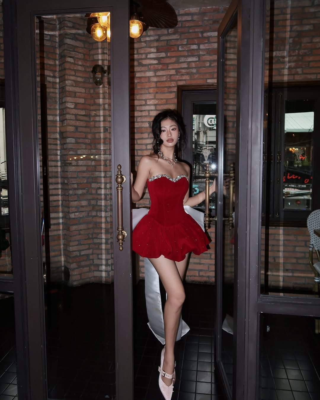 Zaahir Rhinestone Bow Sequin Strapless Mini Dress Avalabel