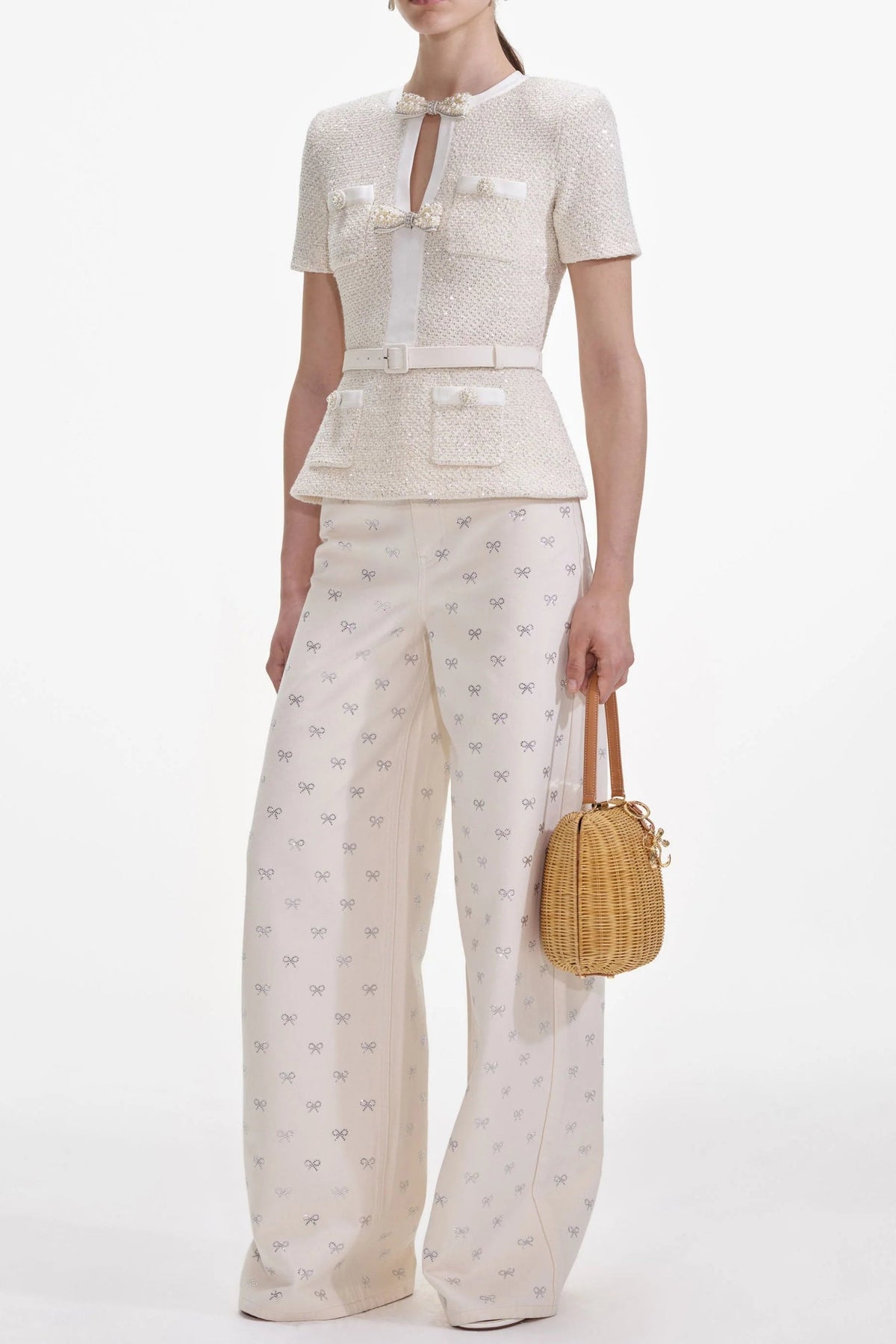 vicky Cream Sequin Knit Top Avalabel
