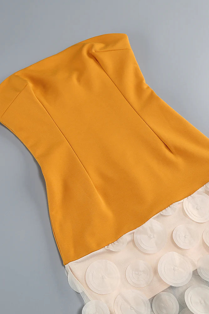 Nodin Strapless Dot Mesh Maxi Dress in Orange Avalabel