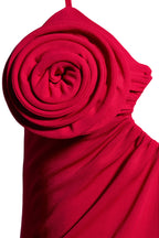 Rose Appliqué Strappy Maxi Dress in Red Avalabel
