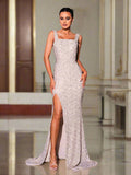 Elegant Sleeveless High Split Prom Dress Avalabel