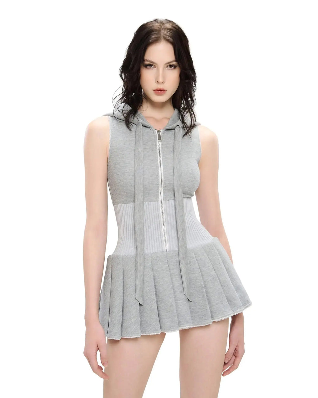 Cliffa Sleeveless Knit Mini Dress - Grey Avalabel