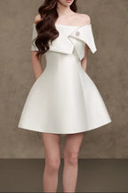 Brianna One-Shoulder Satin Mini Dress in Apricot Avalabel