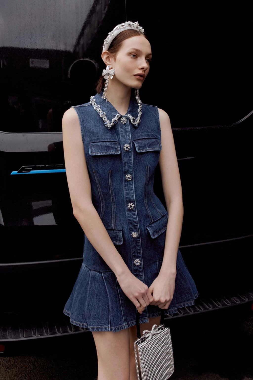 Blue Denim Sleeveless Mini Dress Soraya