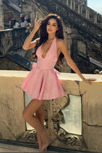 Deep V-neck Short Floral Homecoming Dress Avalabel