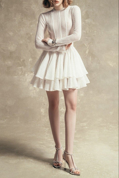GIANA Long Sleeve Crochet Mini Dress