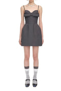 Arabela Bow-Embellished Mini Dress in Grey Avalabel